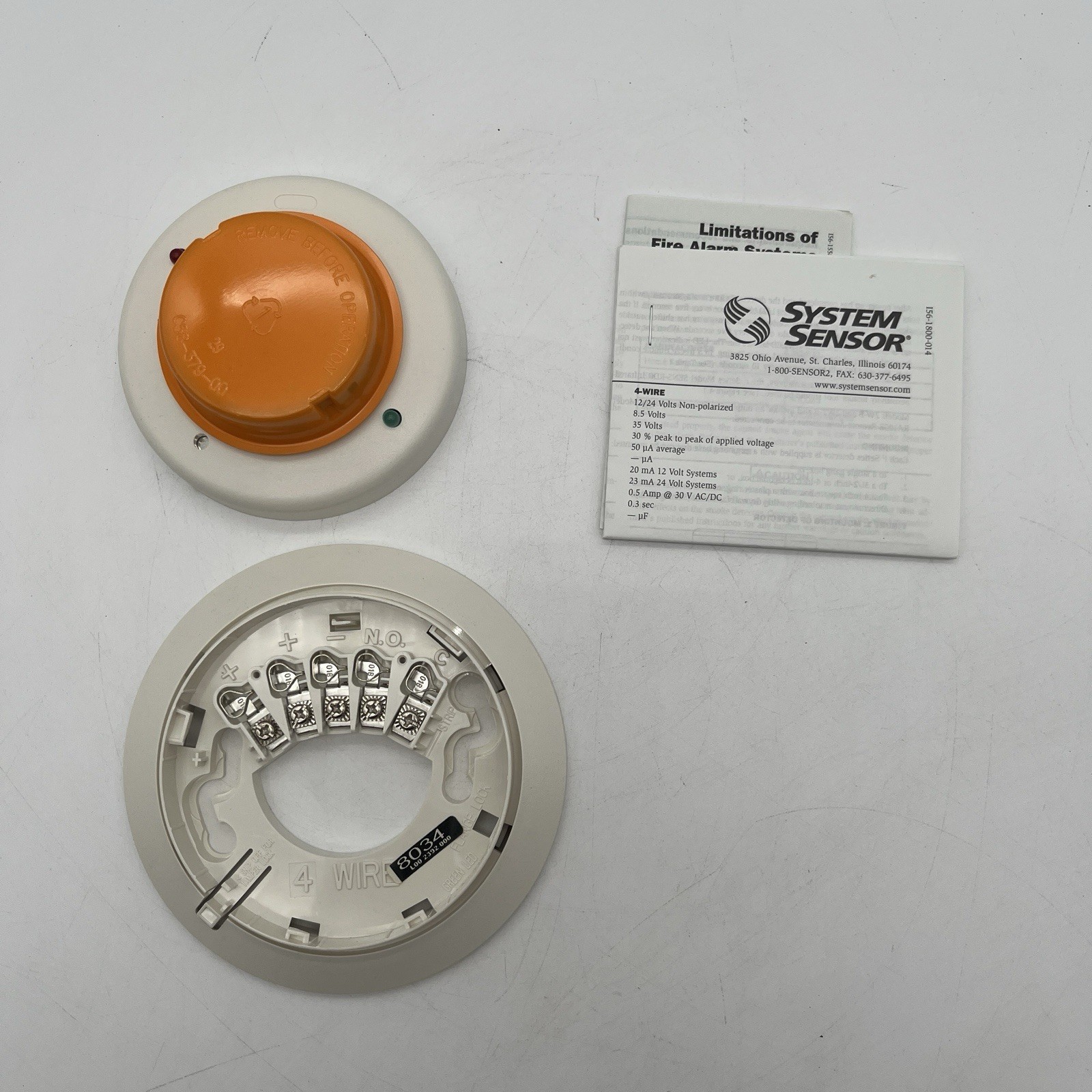 NEW!! System Sensor  I3 Series 4-Wire Photoelectric Smoke Detector - (4WT-B)
