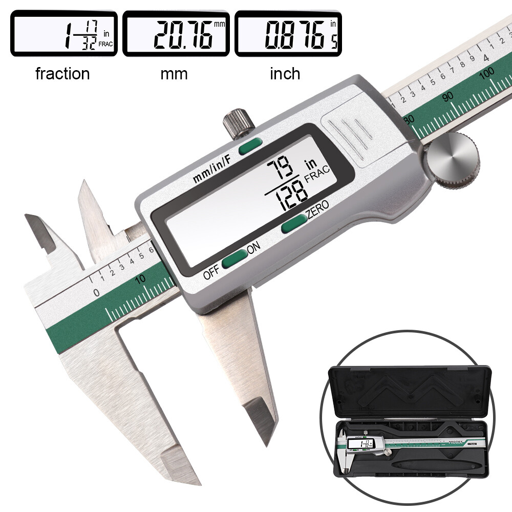 Stainless Steel Digital Display Vernier Caliper LCD 150mm Fraction/MM/Inch Tools