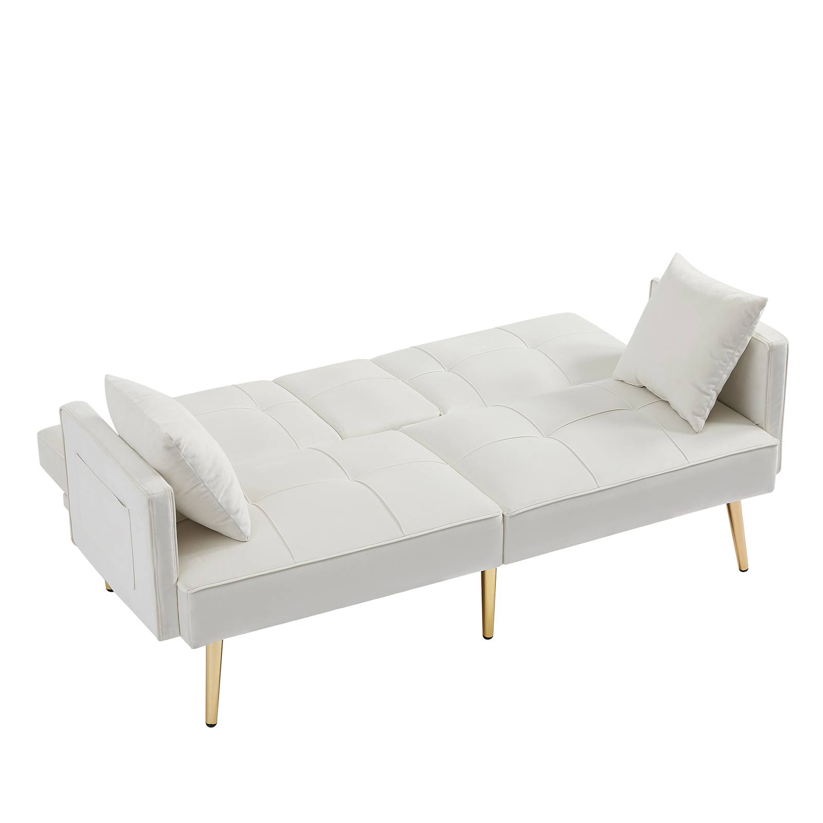 3 adjustable positions Durably crafted Sofa Bed with gold metal legs