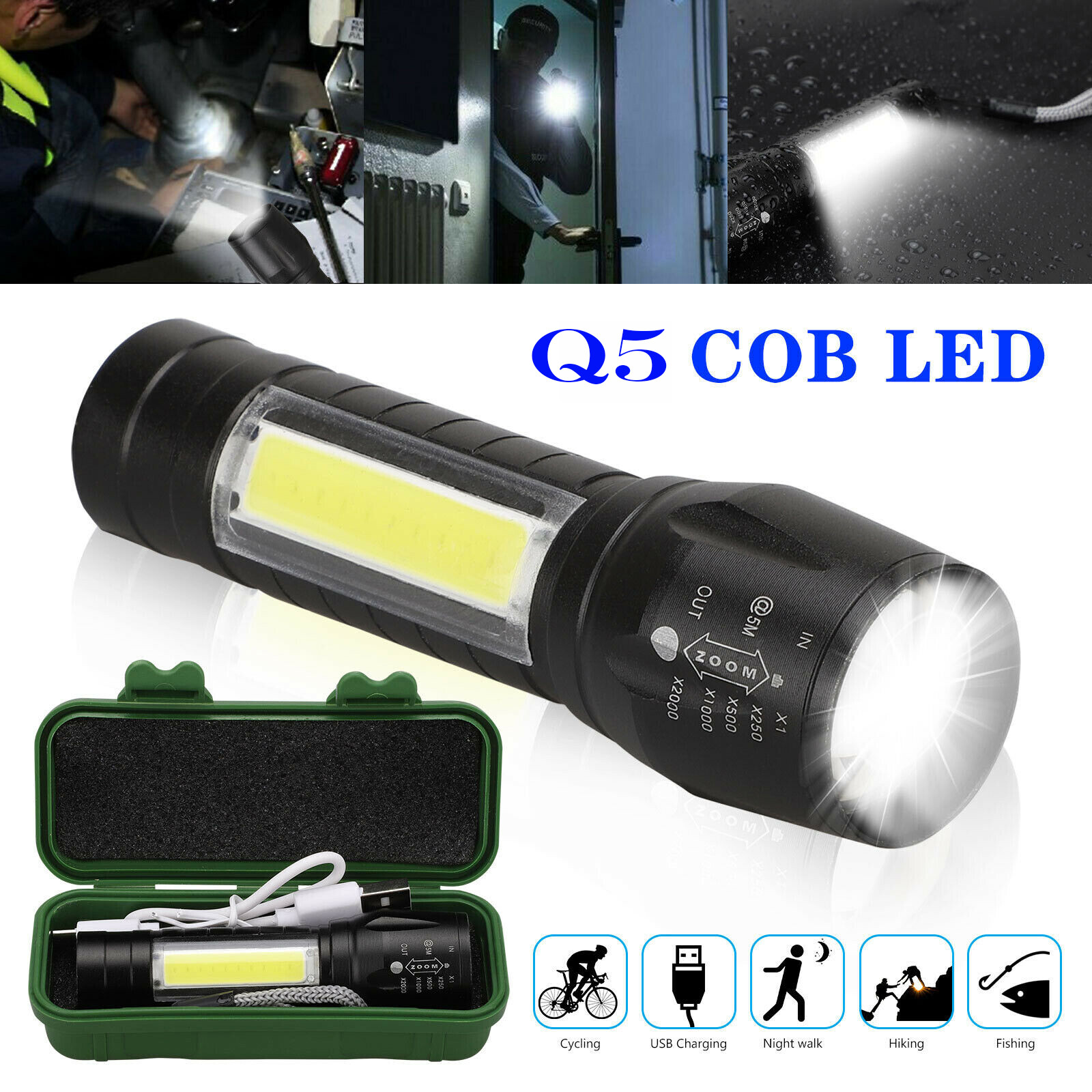 950000000 Lumen Super Bright LED Tactical Flashlight Rechargeable USB Work Light