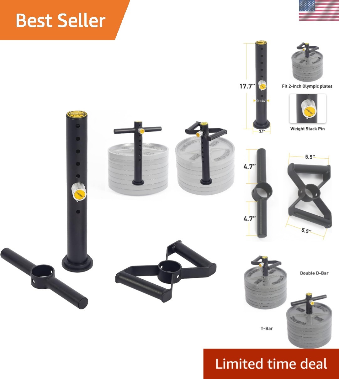 Heavy Duty Adjustable Kettlebell Handle for Olympic Weight Plates