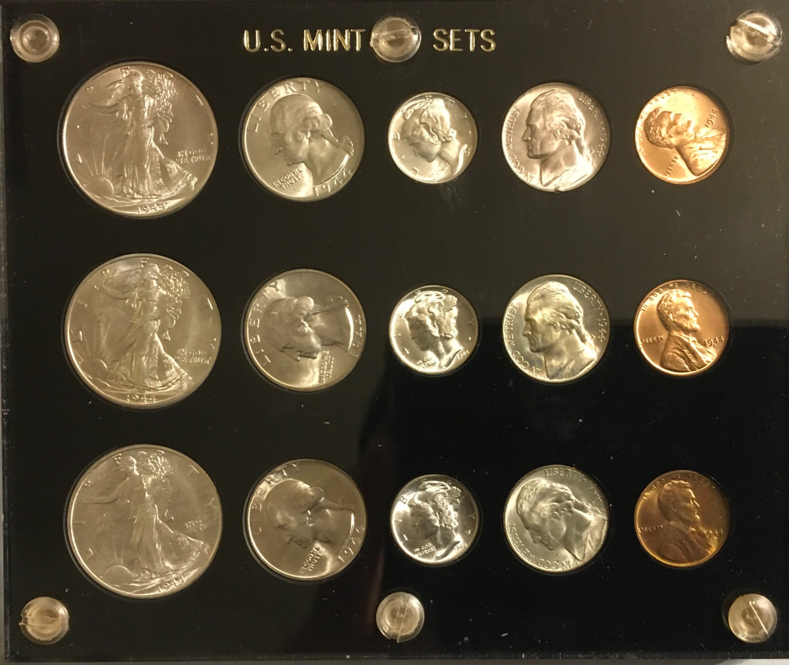 1944 P,D&S U.S. COINS GEM UNCIRCULATED SILVER MINT SET!
