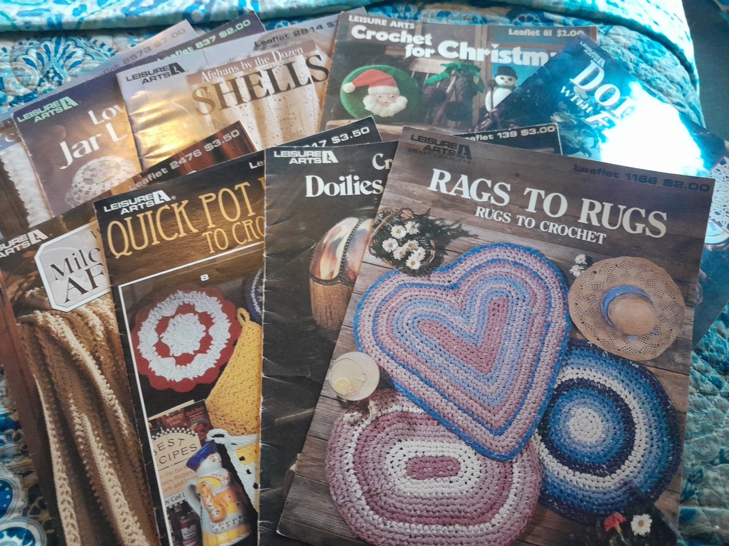 9 Leisure Art Leaflets Crochet Rugs Doilies Afghans Etc