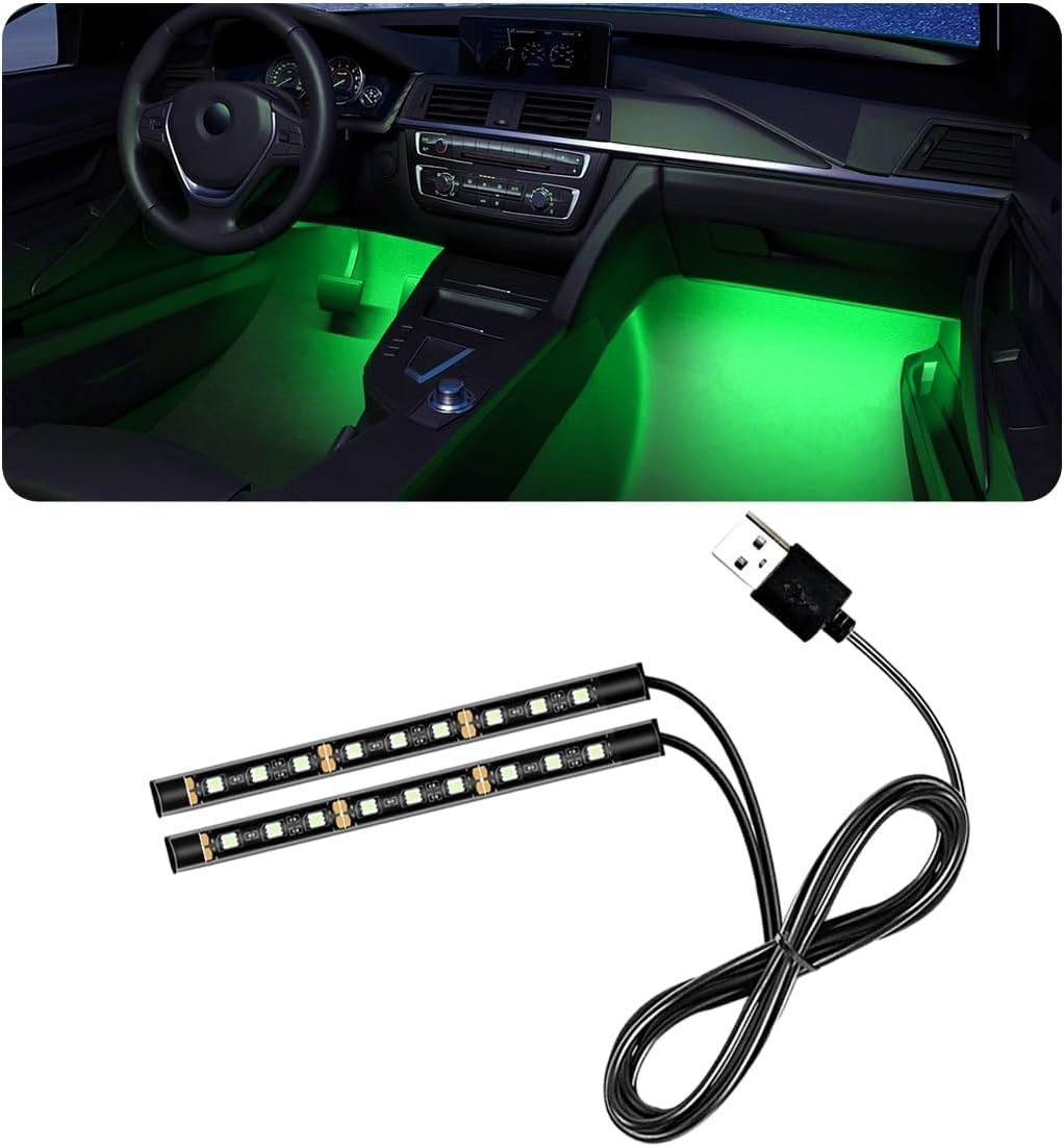 Car LED Strip Light, 24 RGB Auto Under Dash Interior USB, Green