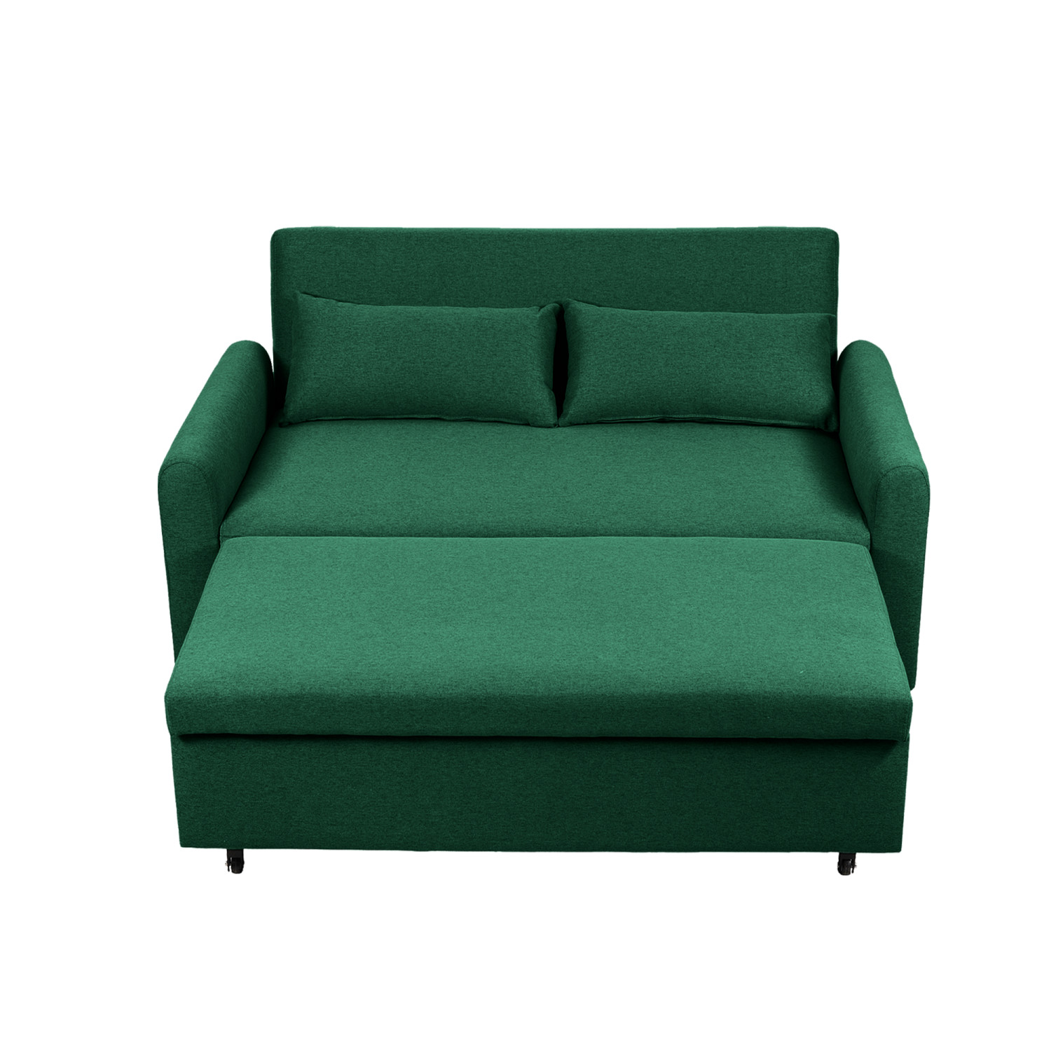 60.24'' Convertible Sleeper Sofa Bed Burlap Loveseat Sofa Couch w/ Pull Out Bed