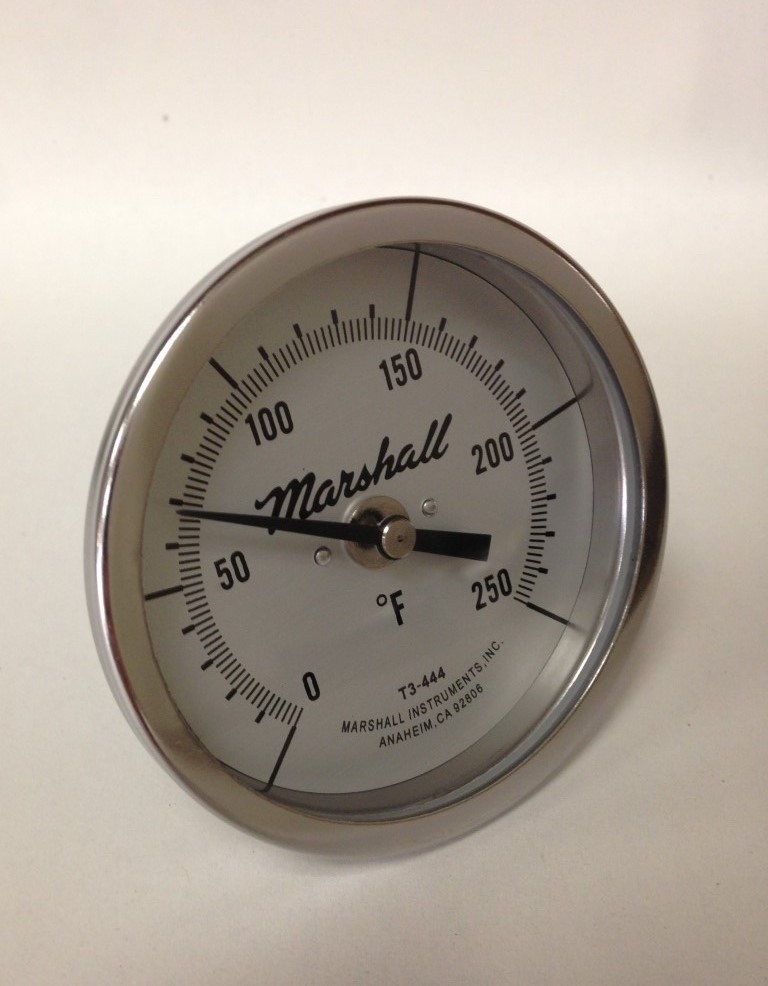 Bimetallic Industrial Thermometer, 0-250F, 3" Dial, 2.5" Stem, 1/2" NPT CB