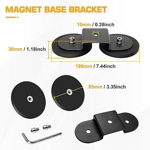 2 Pack Strong Magnet Base Bracket for Light 2 x Magnetic Mount Bracket Black