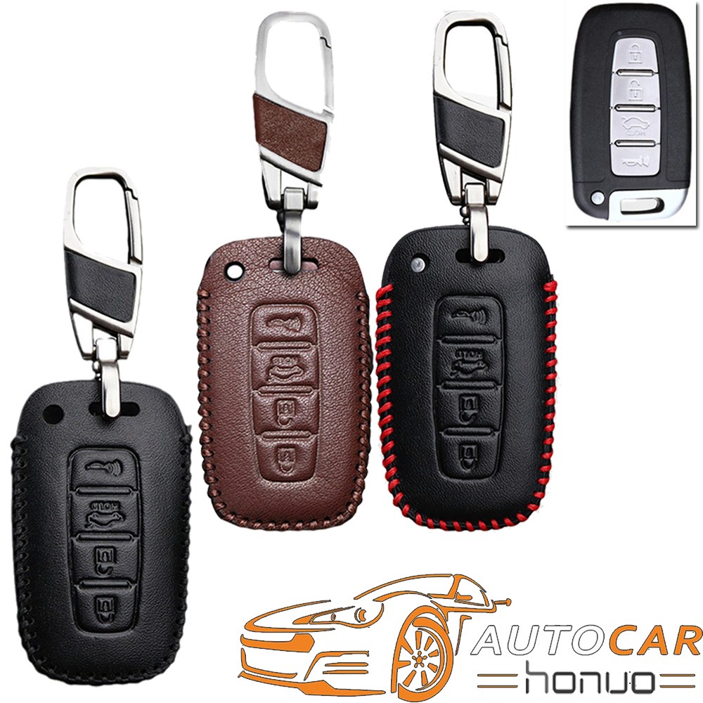Super Leather Car Smart Key Fob Case Cover For 2011-2015 Hyundai Sonata Elantra