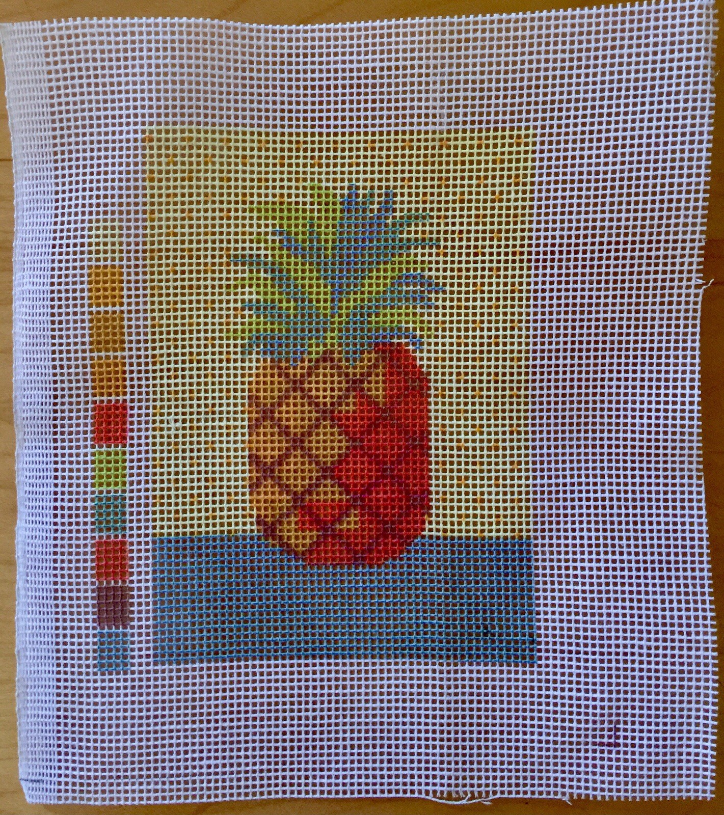 Colorful Pineapple Printed Needlepoint Canvas 5 x 7
