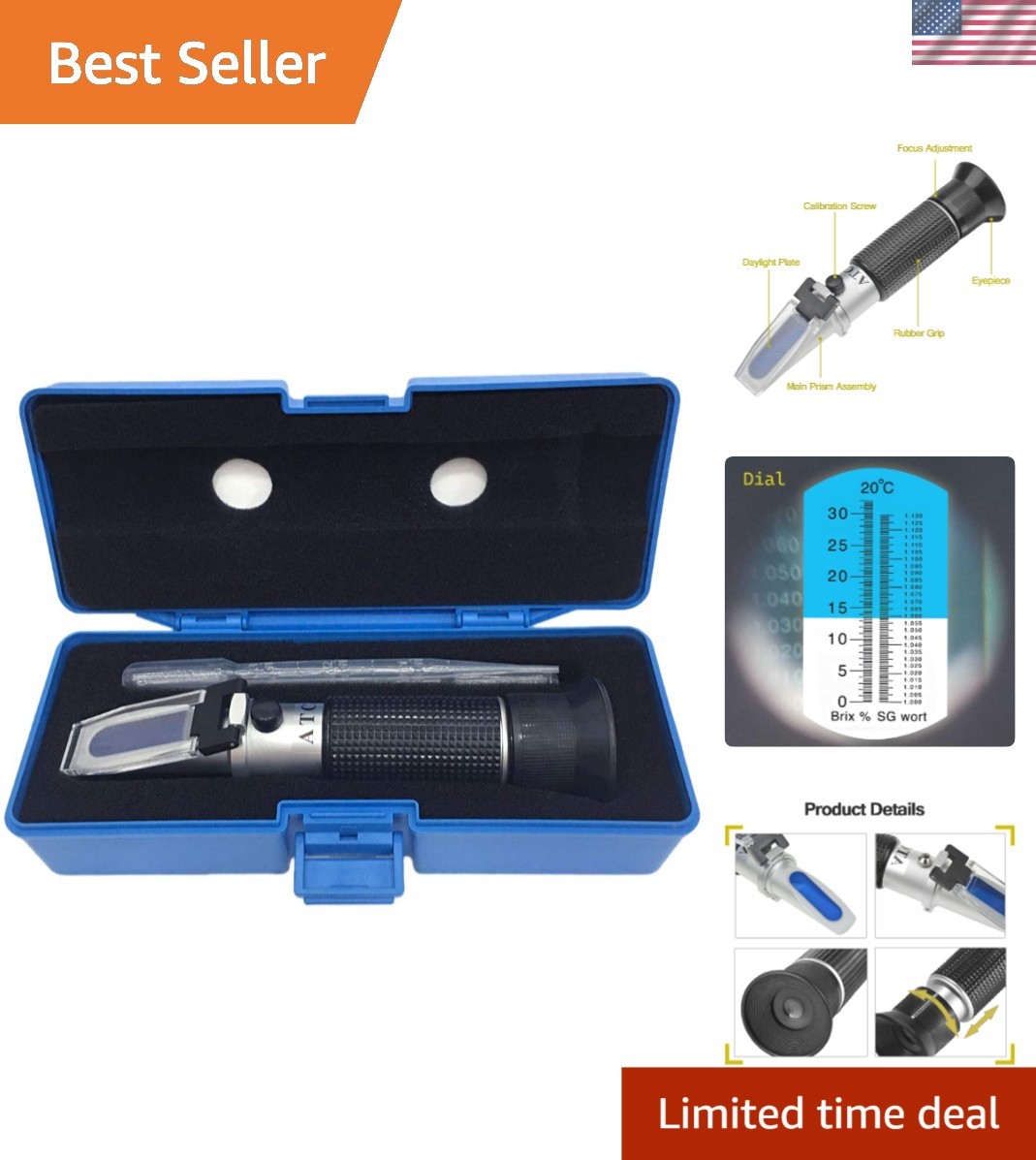 Lightweight and Durable Brix Refractometer - Essential Tool for Home Brewers