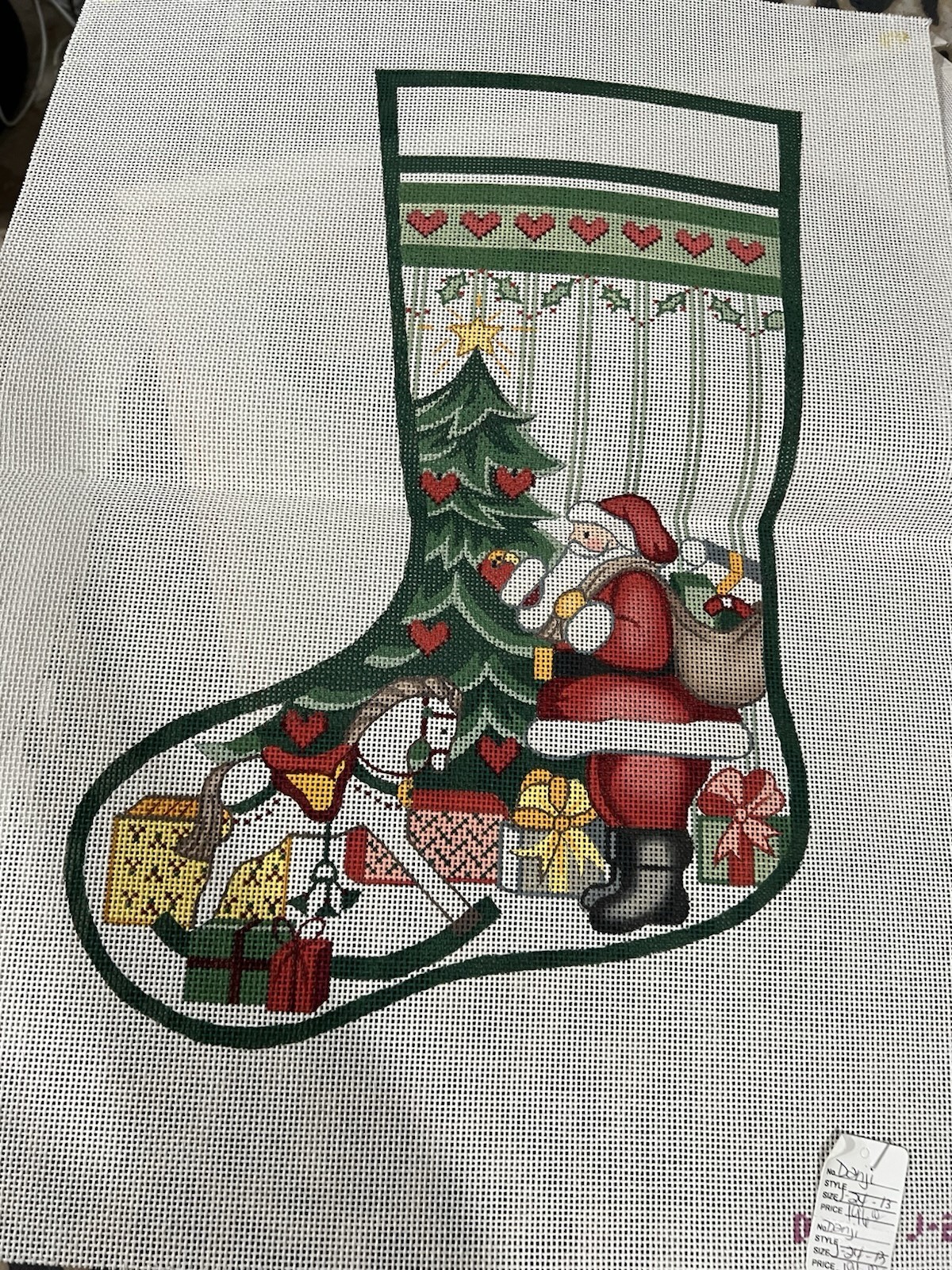 needlepoint christmas stocking santa