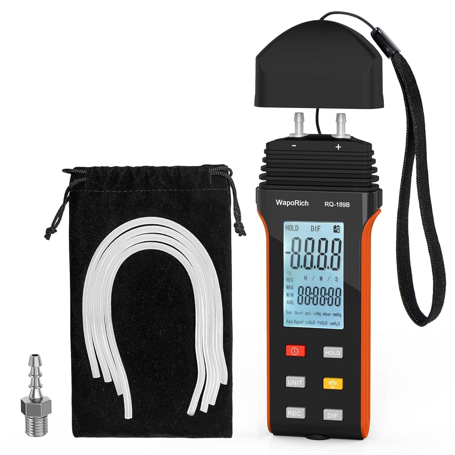 Manometer Air Pressure Meter, WapoRich Dual-Port HVAC Gas Pressure Tester ±