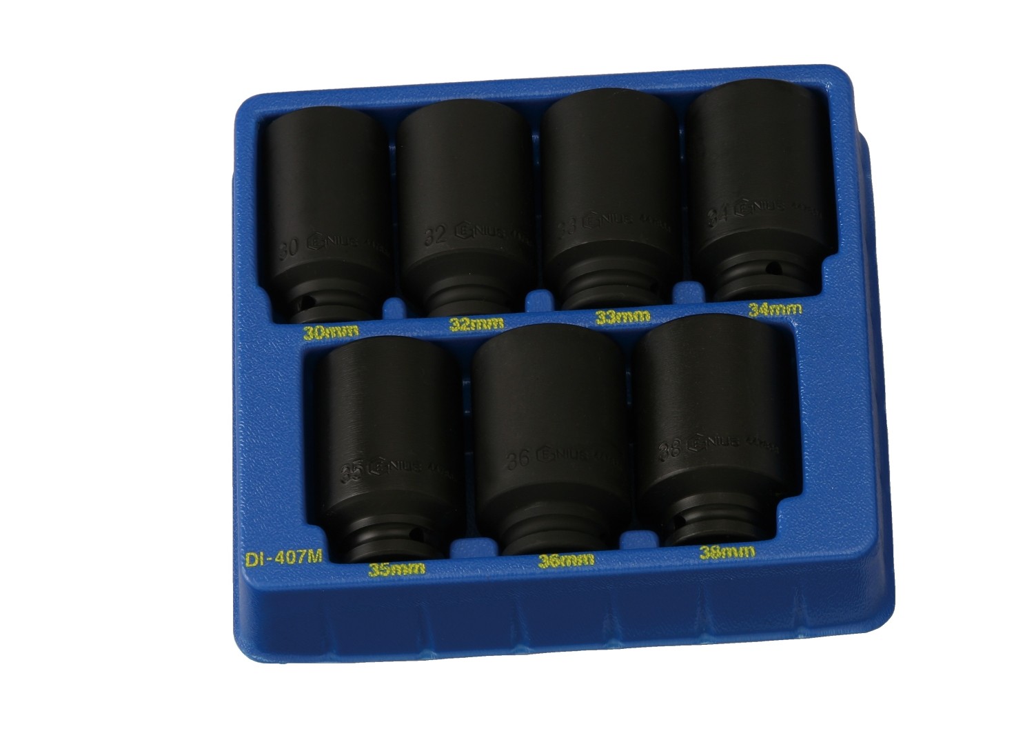 Genius Tools 7 Piece 1/2" Dr. Metric Deep Impact Socket Set (CR-Mo) - DI-407M