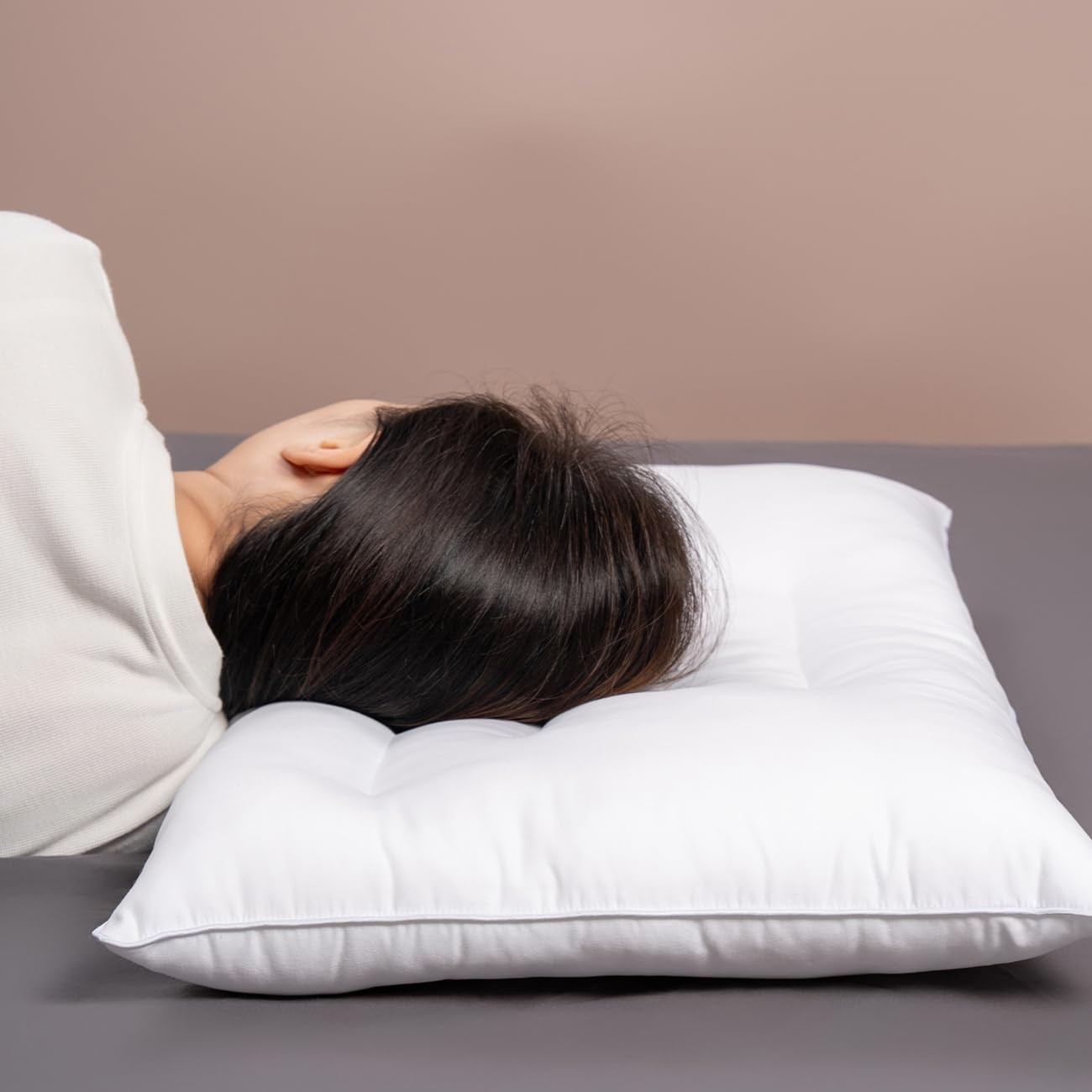 Flat Thin Pillows for Sleeping - Queen Size 1 Pack Slim Bed Pillows for Side ...