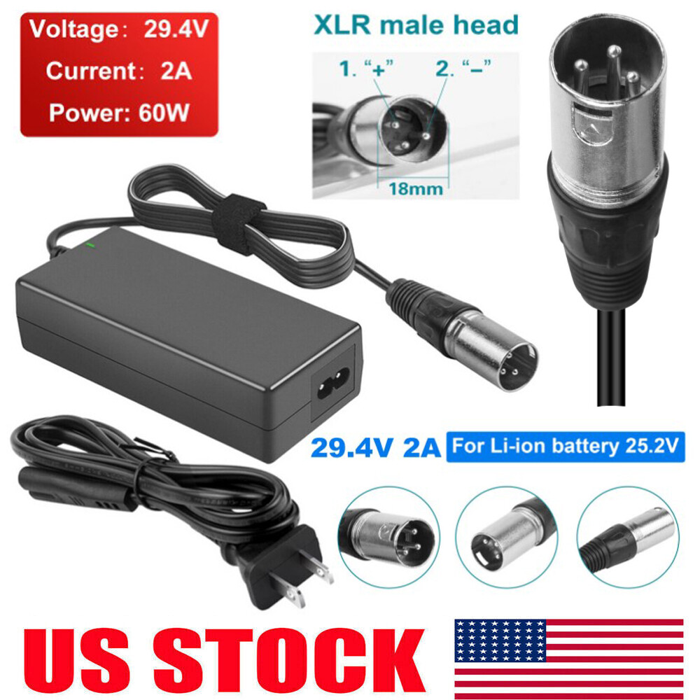 24V 2A New Electric Scooter Battery Charger for Go-Go Elite Traveller Plus HD US
