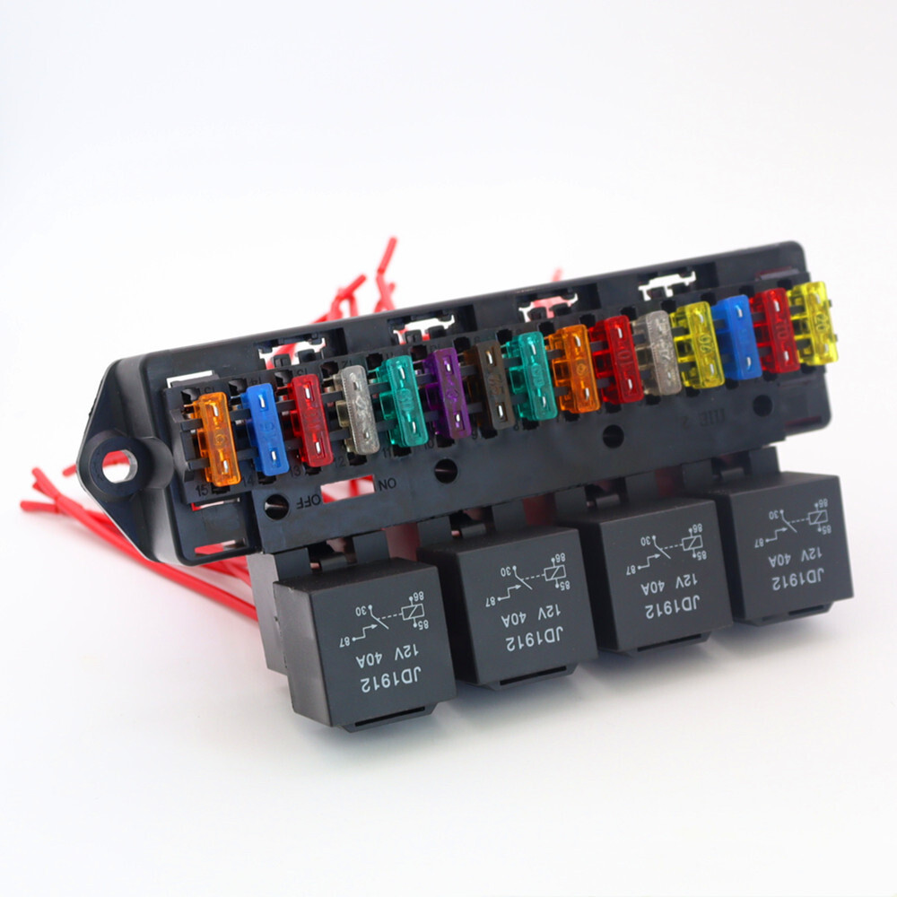 Universal 15 Way Blade Fuse Box With 4 Way 12V 40A Relay Fit For Car SUV Truck