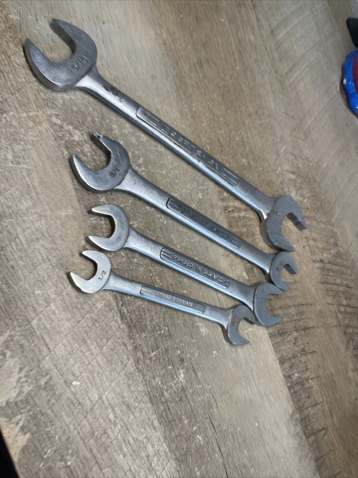 Vintage CRAFTSMAN SAE =V= series Double Open Ended Wrench SET of 4 Incl 19/32