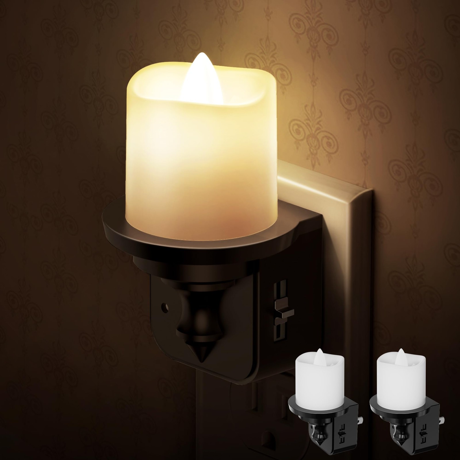 Flameless Candle Night Light Night Lights Plug into Wall 2 Pack LED Candle Ni...