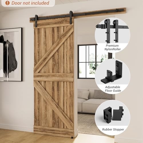 72”/6FT Sliding Barn Door Hardware Kit with Adjustable U Shape Barn 72"/6FT