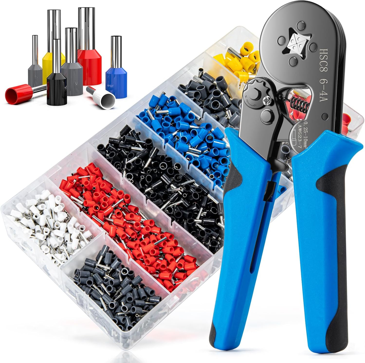 1250PCS Wire Ferrules Crimping Tool Kit for AWG 23-7(0.25-10Mm²) | Self-Adjustab