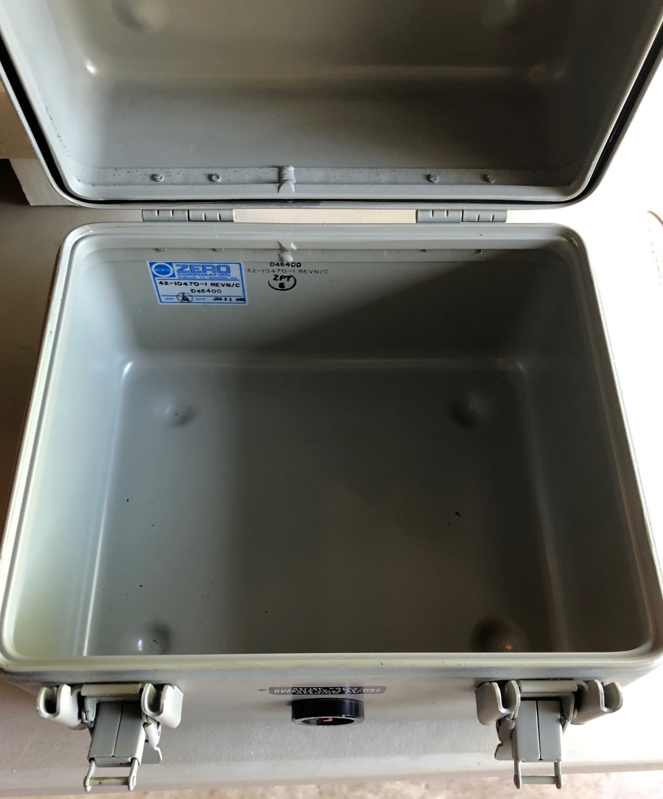MCDONNELL DOUGLAS AIRTIGHT METAL CONTAINER DATA PLATE ATTACHED