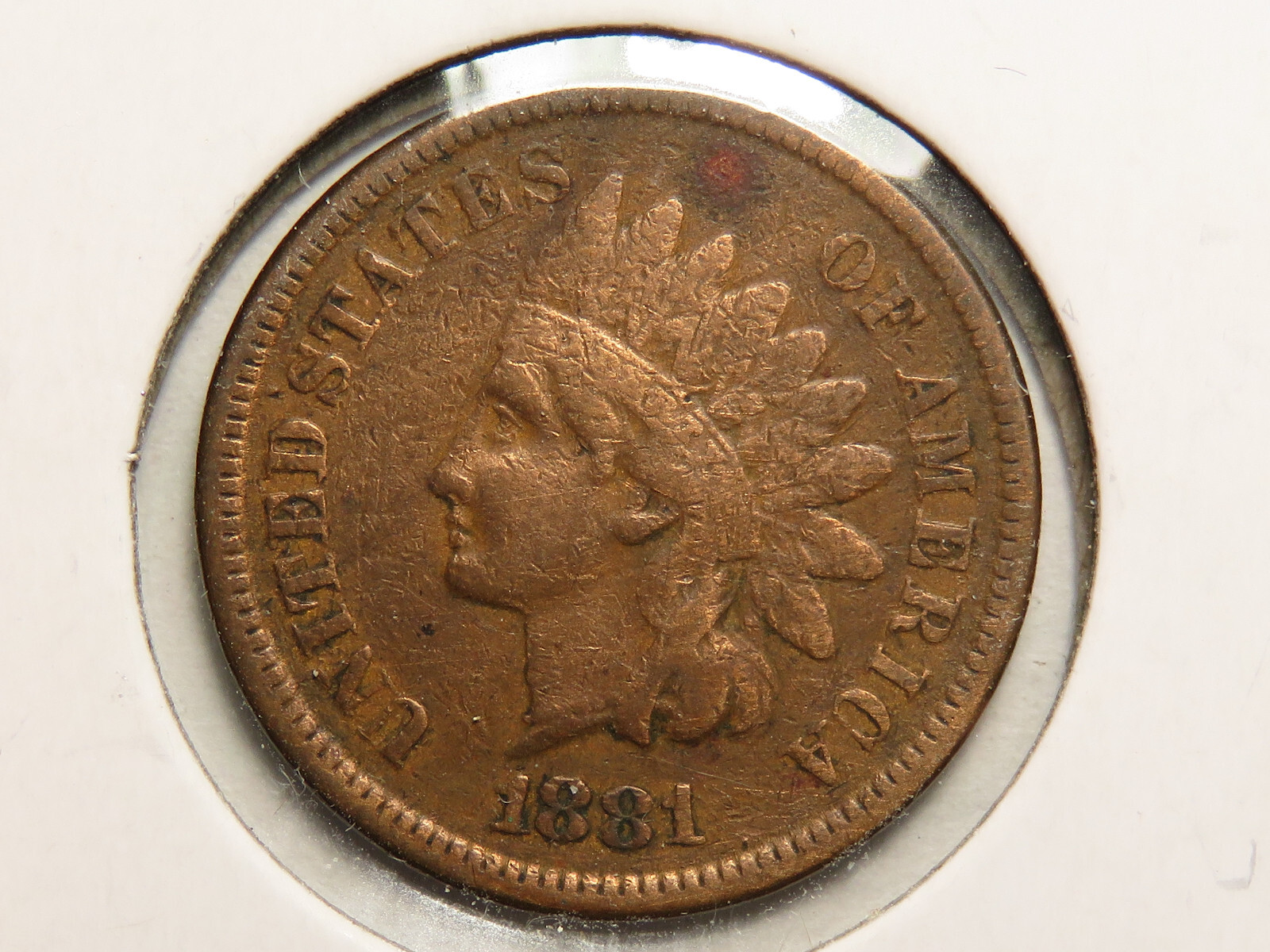 1881 Indian Cent, VF, Cleaned