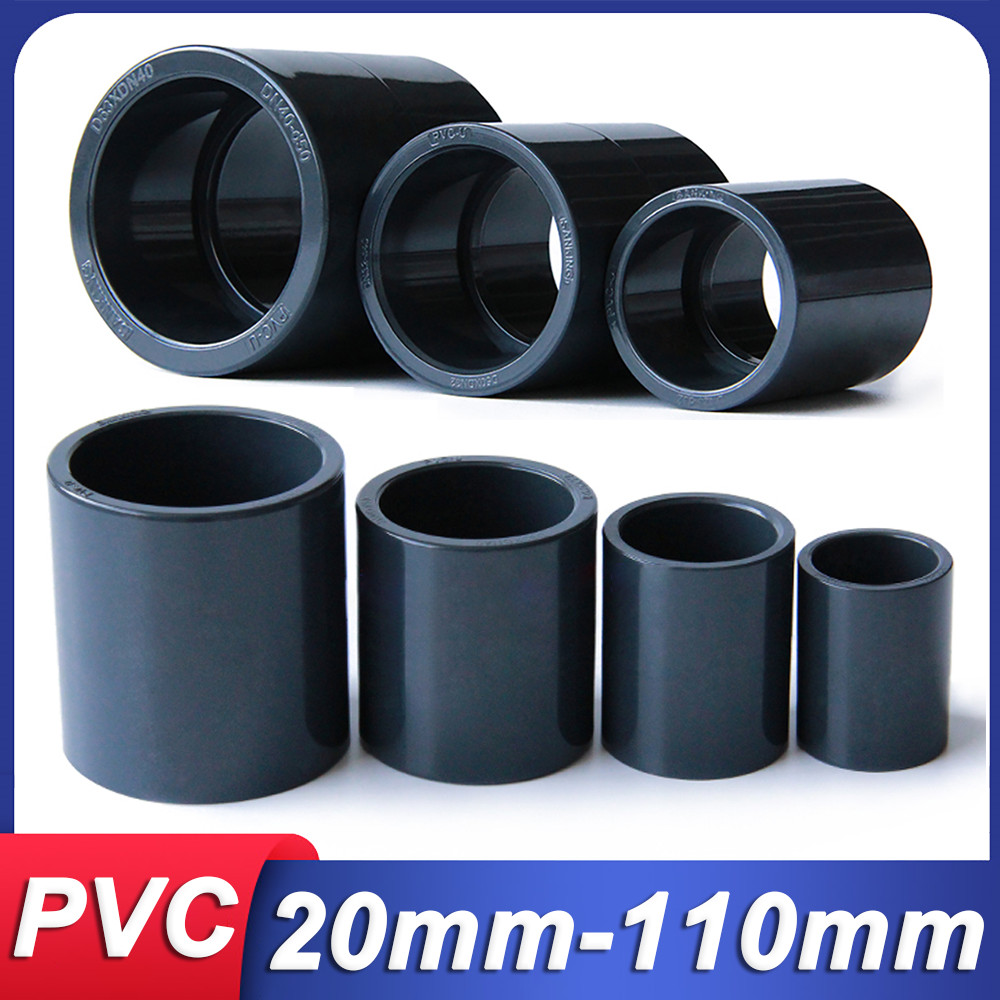 PVC Plumbing Fittings Dark Grey Straight Joint Water Pipe Connector 20mm-110mm