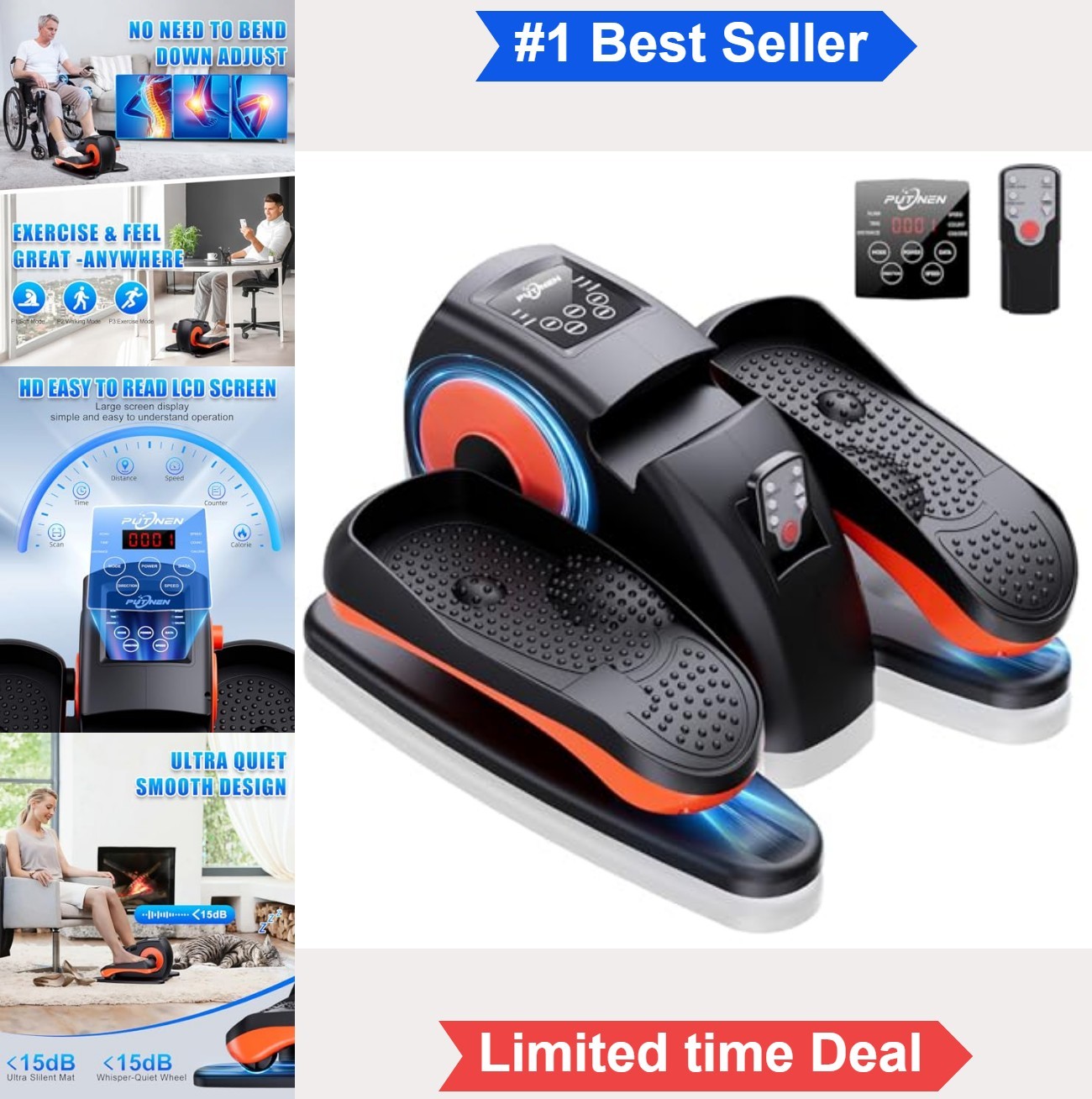 Under Desk Elliptical Machine Electric Leg Exerciser Seated Elliptical Quiet