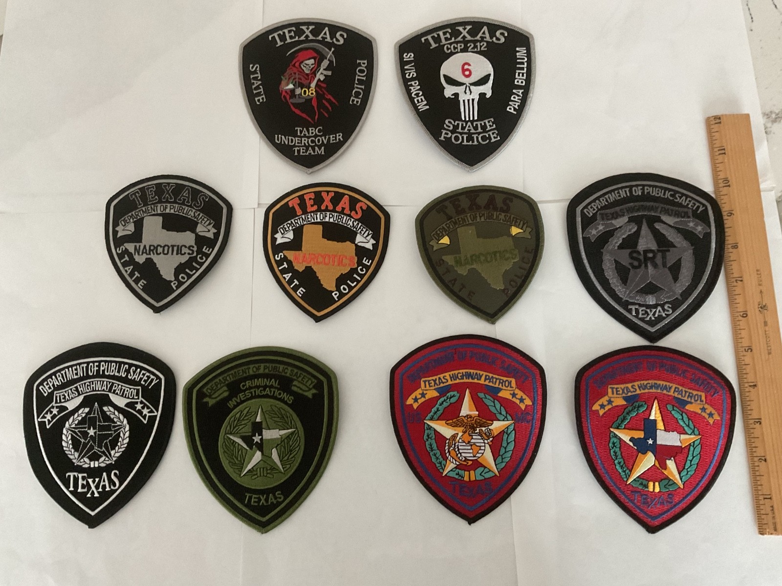 Texas Highway Patrol and Investigation Full size collectible patch set 10 New