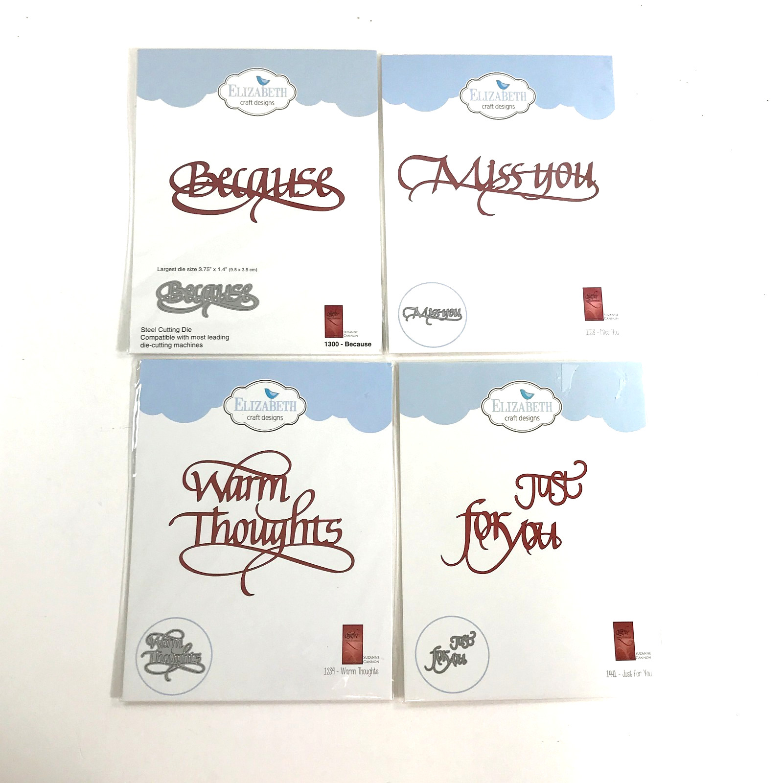 Elizabeth Craft Designs Word Sentiment Die Lot with Miss You Warm Thoughts
