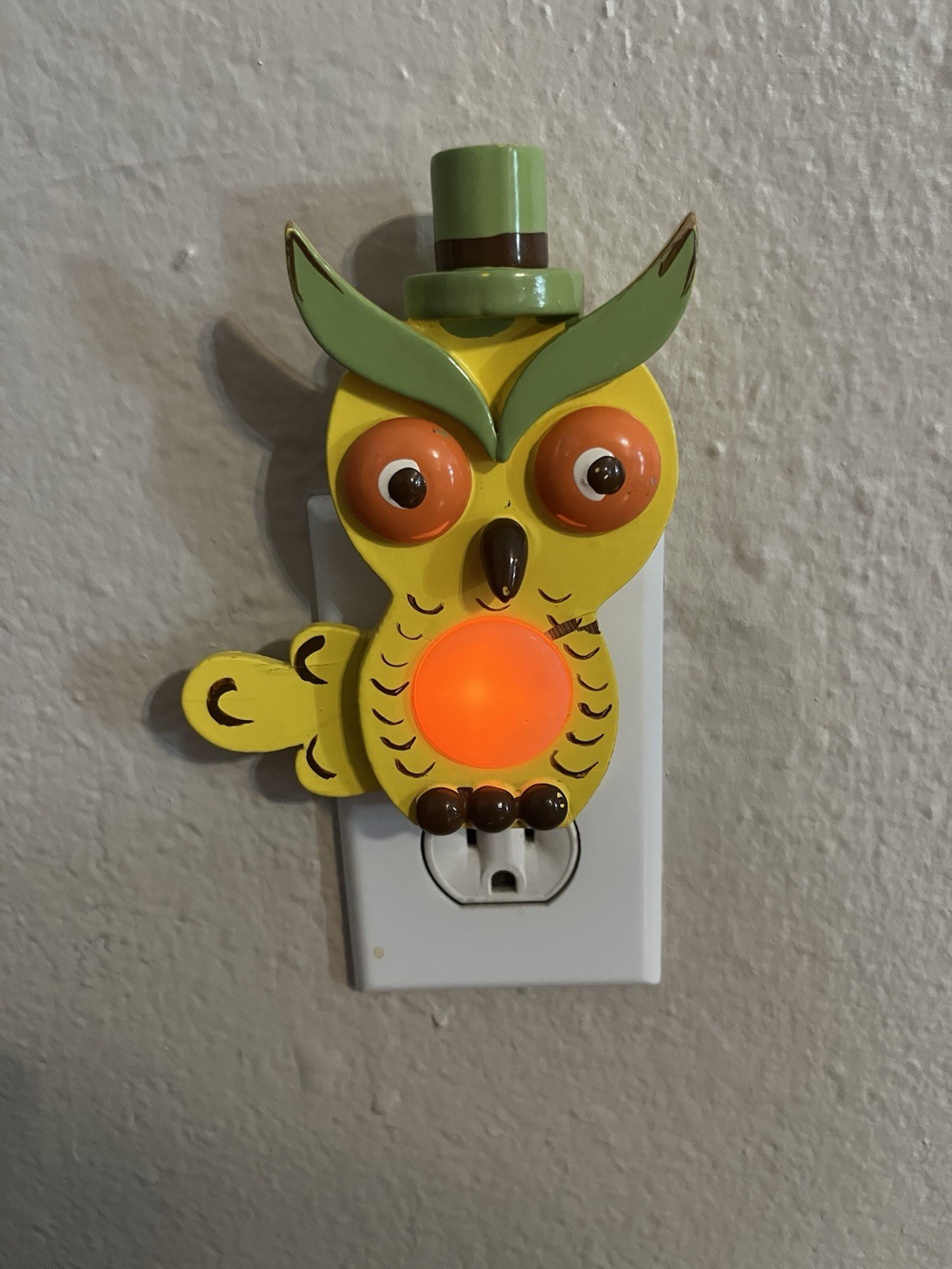 VTG IRMI Owl Wall Plug Nightlight MCM 1970’s RARE Green Yellow Brown Orange