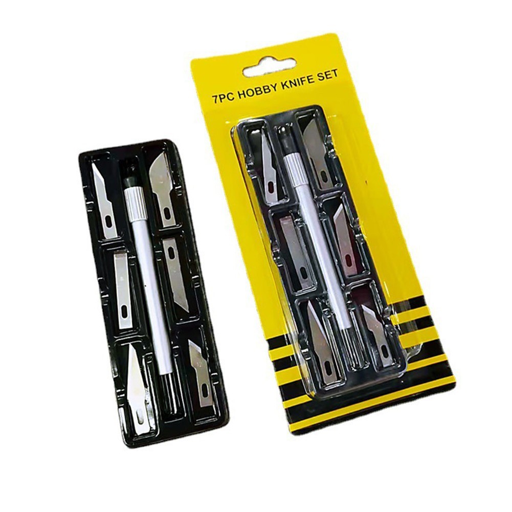 Complete 7PC Engraving Cutter Set with Silver Handle and Stainless Steel for