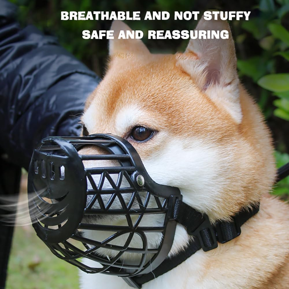 Dog Muzzle for Small Medium Sized Dogs - Adjustable Breathable Dog Basket Muzzle
