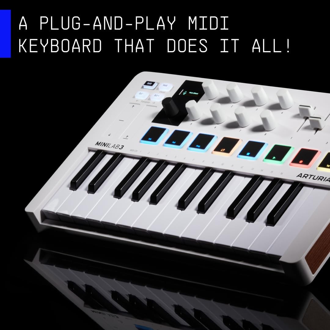 Arturia MiniLab 3 Universal MIDI Controller for Music Production, with Allin...