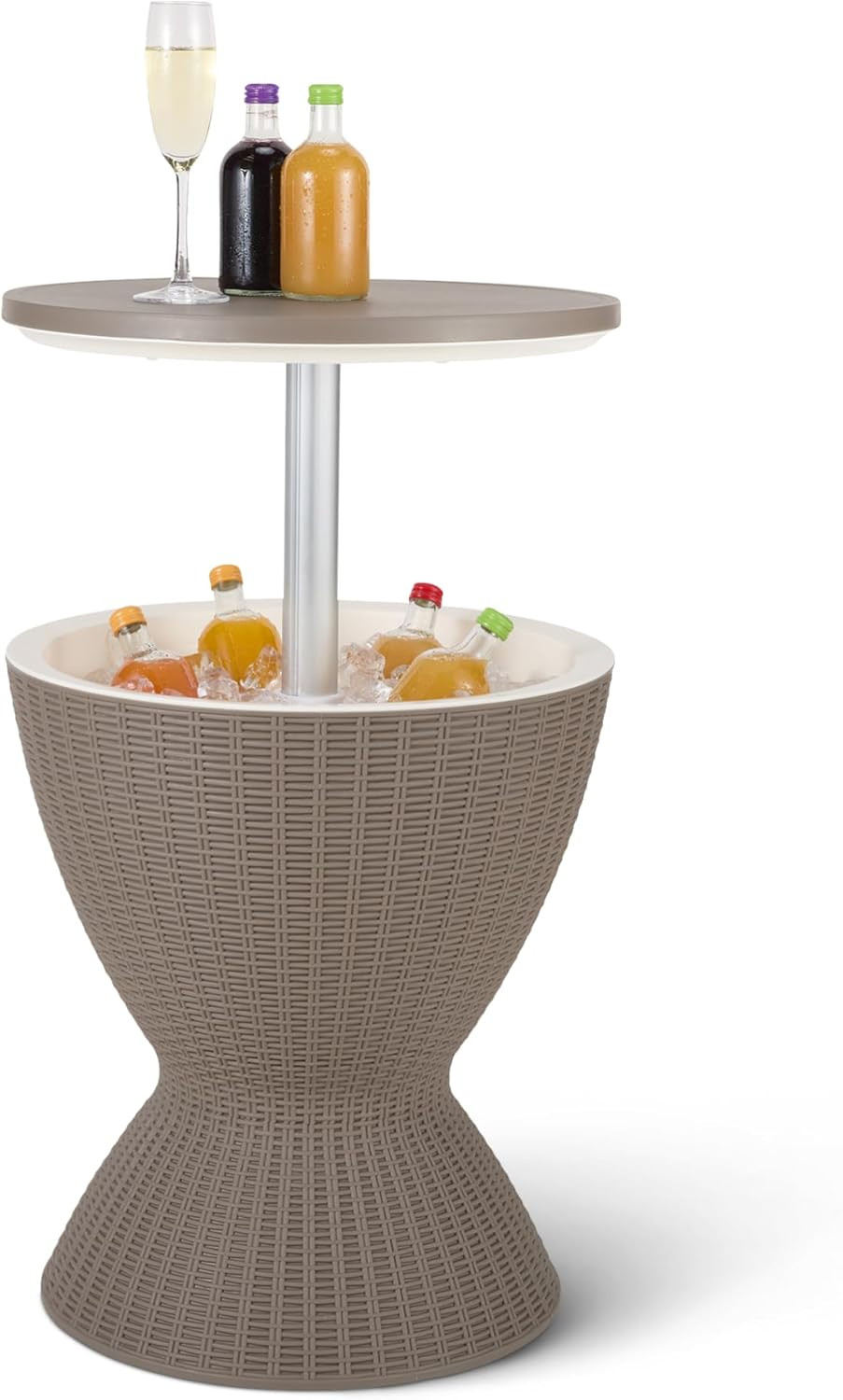 - Patio Bar Table with 8 Gallon Cooler, Wicker Style