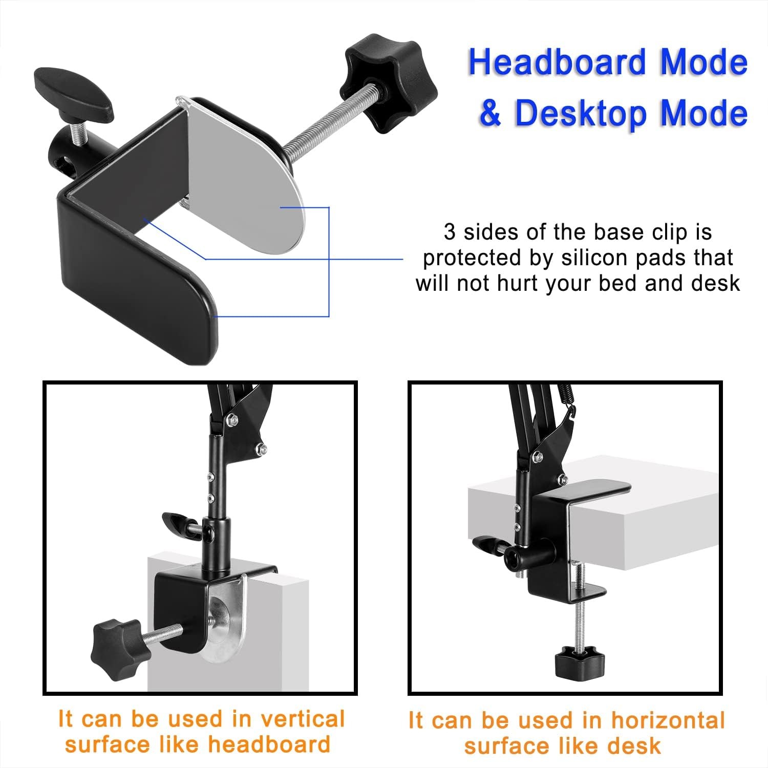 iPad Stand for Bed, Tablet Holder for Desk Bedside, Flexible Arm Mount