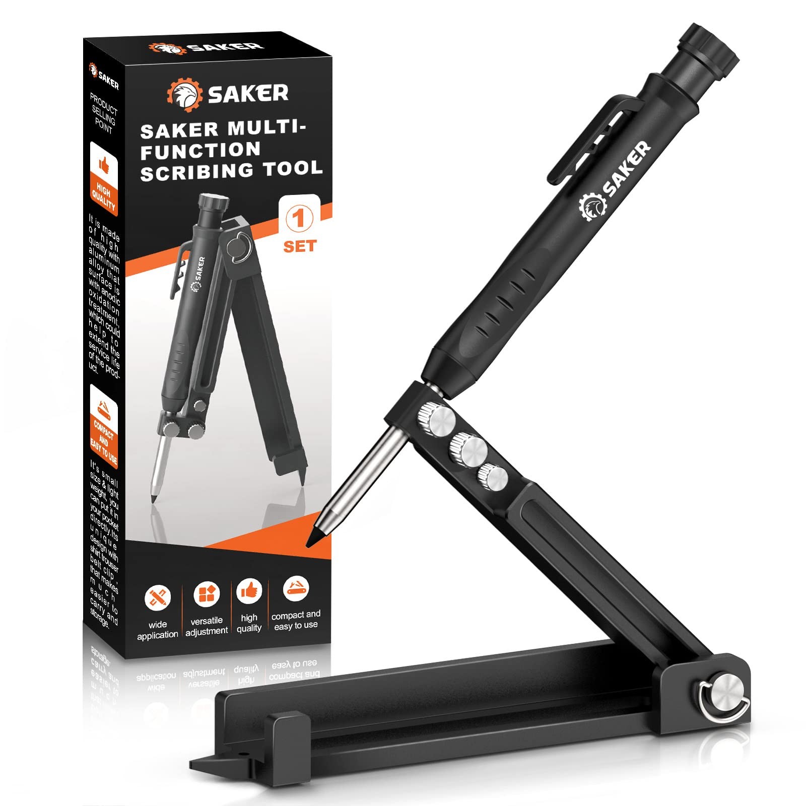 Saker Multi-function Scribing Tool&Saker Miter Saw Protractor (Black) Black