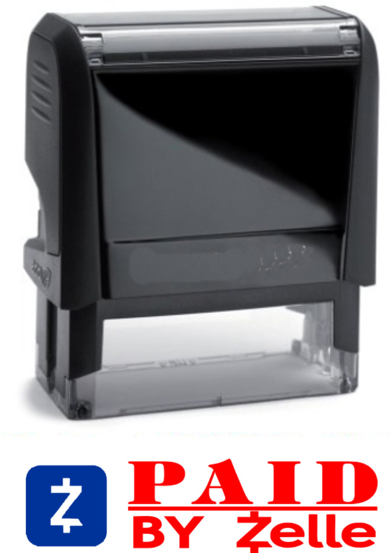 PAID BY Zelle w. Pic. -  4912 Self-inking Stock Stamp (2-Color Red / Blue Ink)
