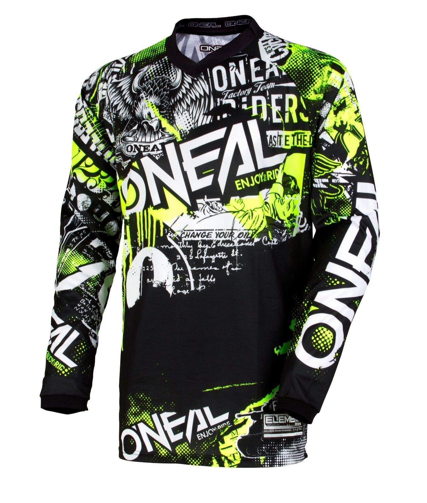 O'Neal Oneal 0008-802 Mens Element Attack Jersey Black/Hi-Viz Small