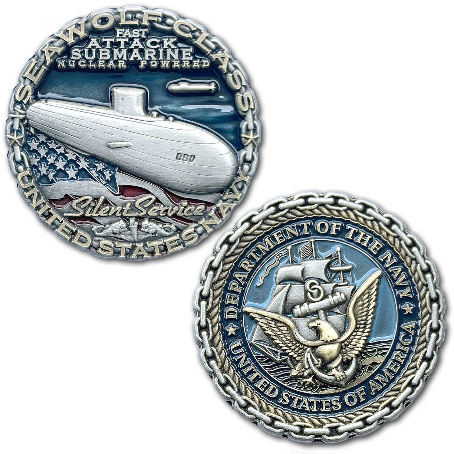 Seawolf Class Fast Attack Nuclear Submarine US Navy Collectible Challenge Coin