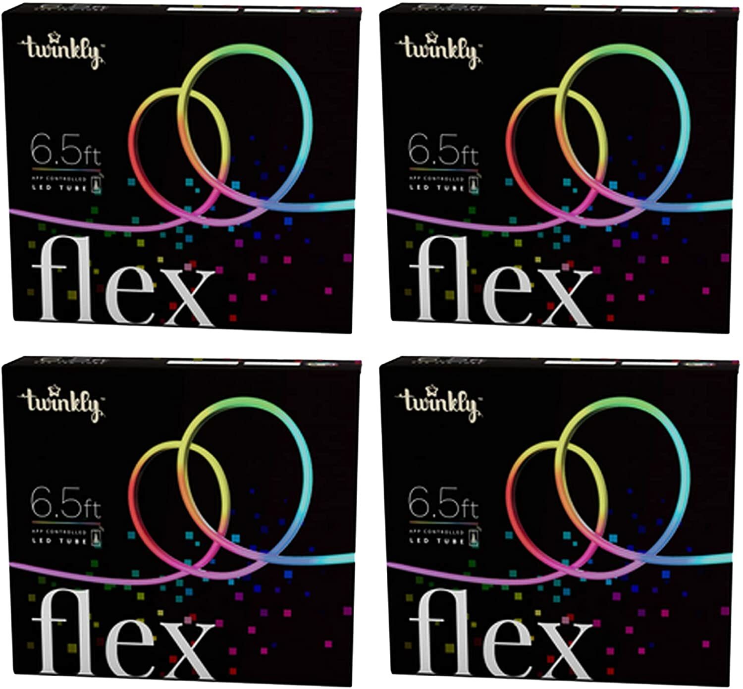 Twinkly Flex White Wire Light Tube, Multicolor, RGB LED, 6.5ft (Pack of 4)