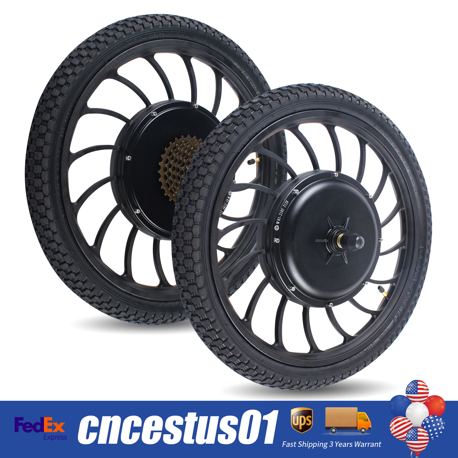 20" Electric Bicycle Front/Rear Wheel E Bike Motor Conversion Kit Hub 48V 1000W