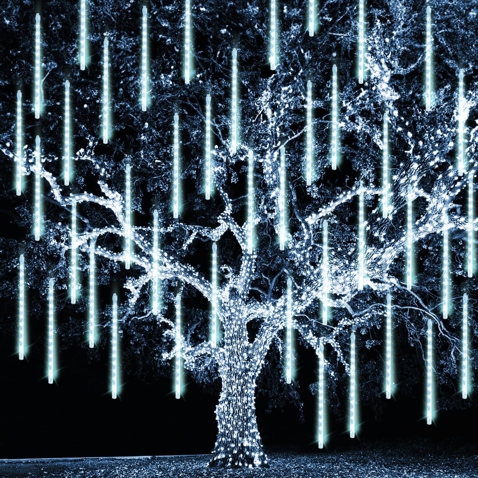 TW SHINE Christmas Meteor Shower Lights Outdoor, 864 LED 12" 24 Tubes Waterpr...