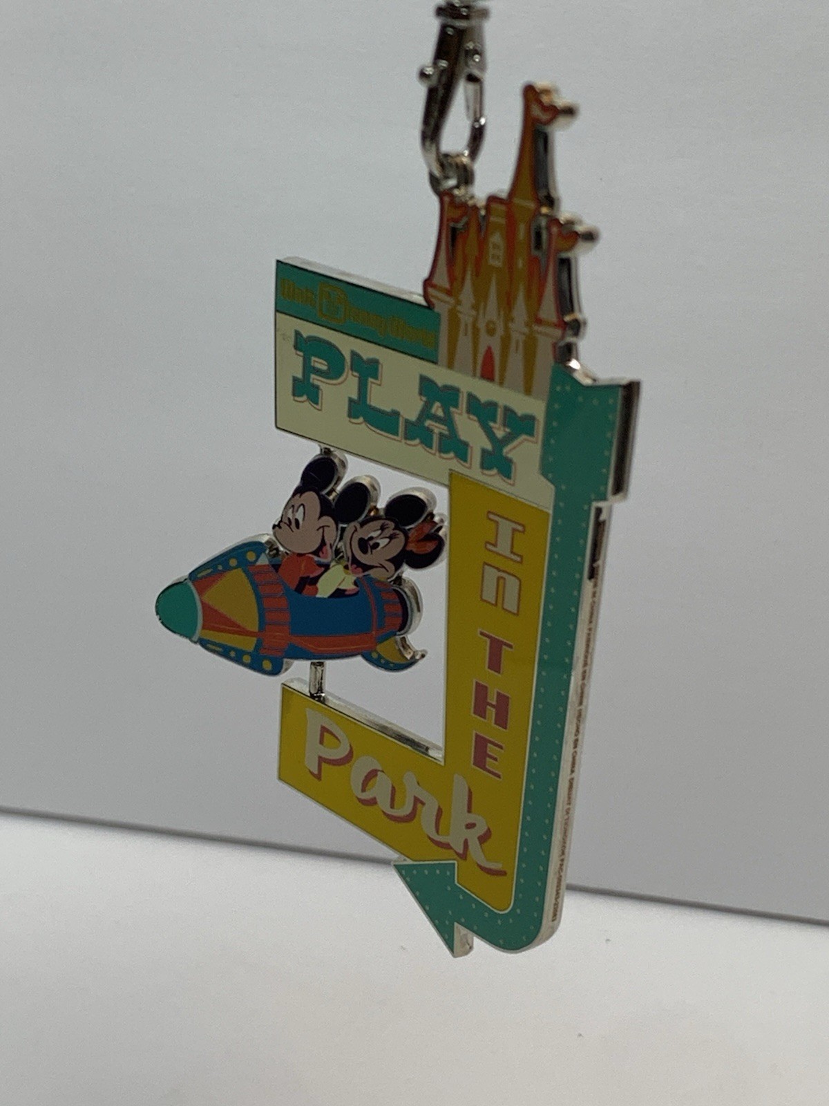 Disney Play In The Park Mickey & Minnie Christmas Ornament Metal Spinner NEW