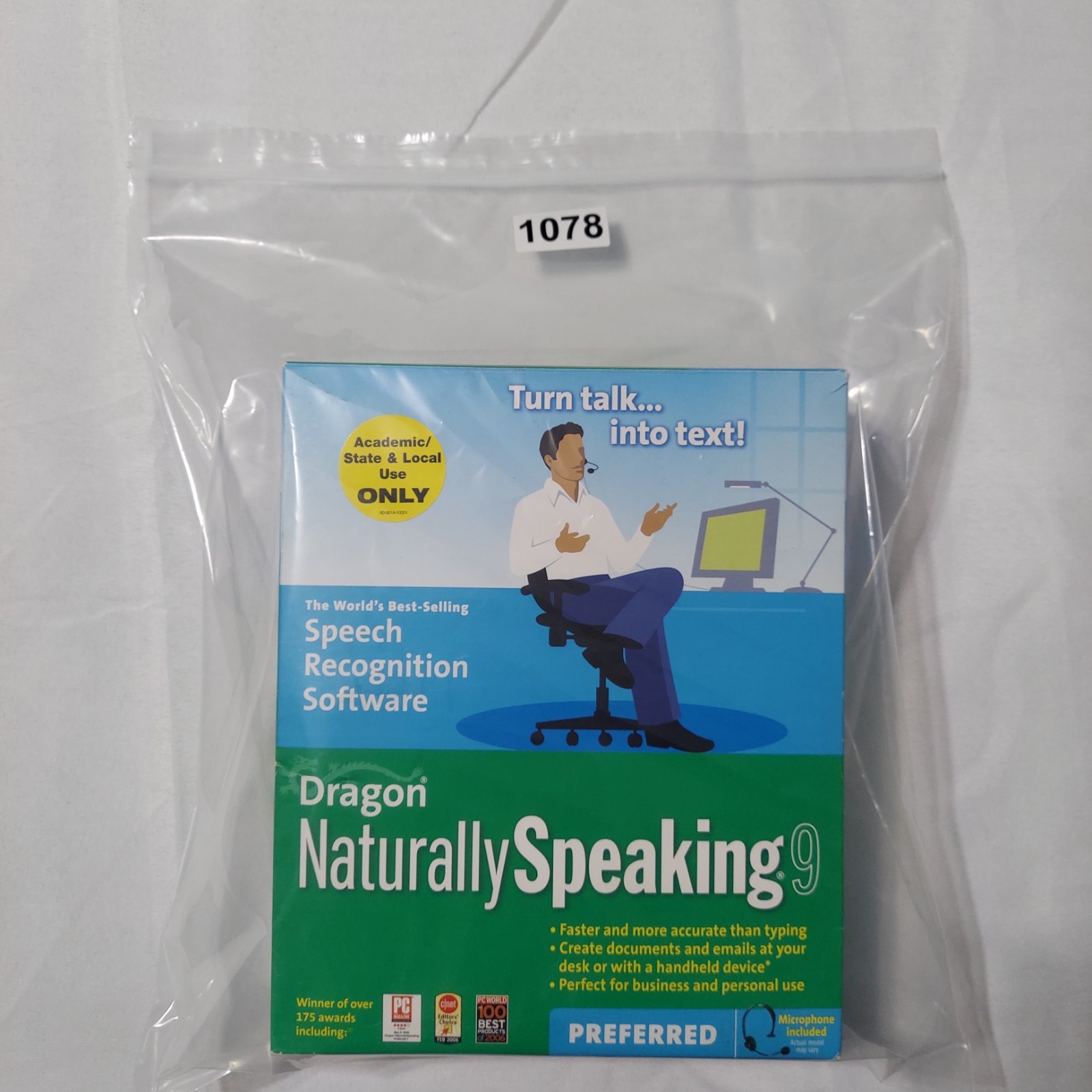 Dragon NaturallySpeaking 9 Preferred Speech Recognition Software PC Complete NOB