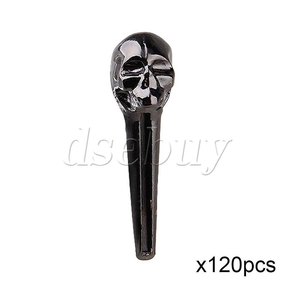 120 x Acoustic Guitar Metal Slotted Bridge Pins String Nail Pins Black 35mm