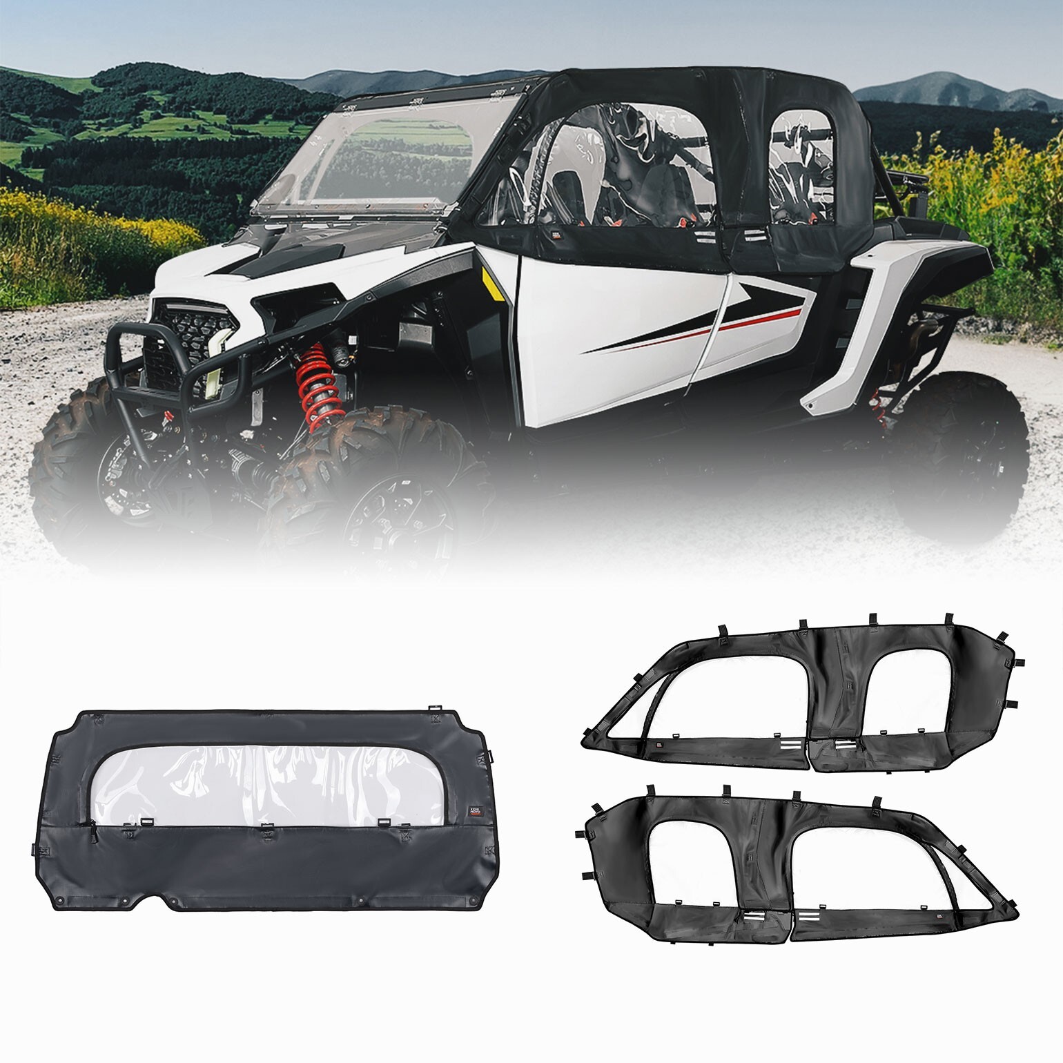 UTV Soft Upper Door + Rear Soft Window Windshieldfor Polaris RZR XP 4 1000 2024+