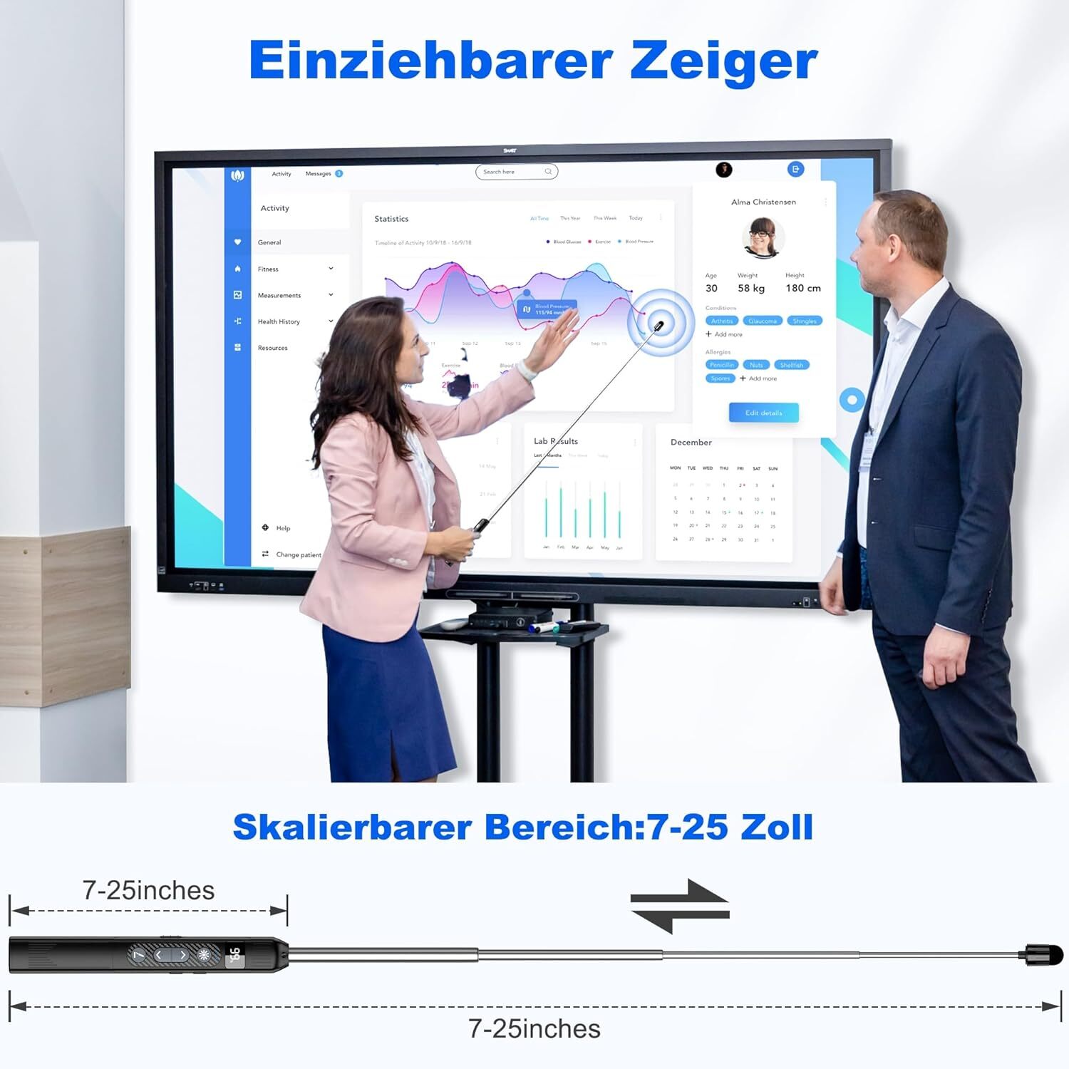 Writing Presenter Presentation Remote Control with Pointing Stick Extendable Power
