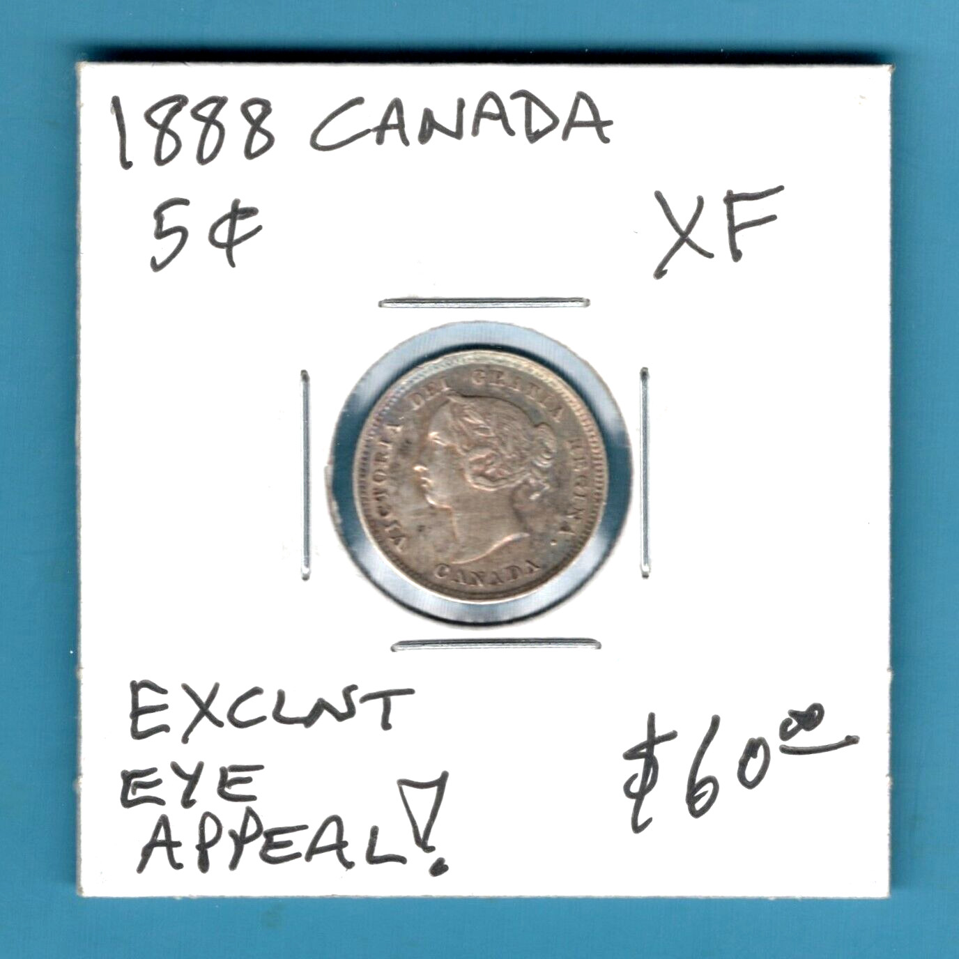 CANADA - FANTASTIC  HISTORICAL QV SILVER 5 CENTS, 1888, KM# 2