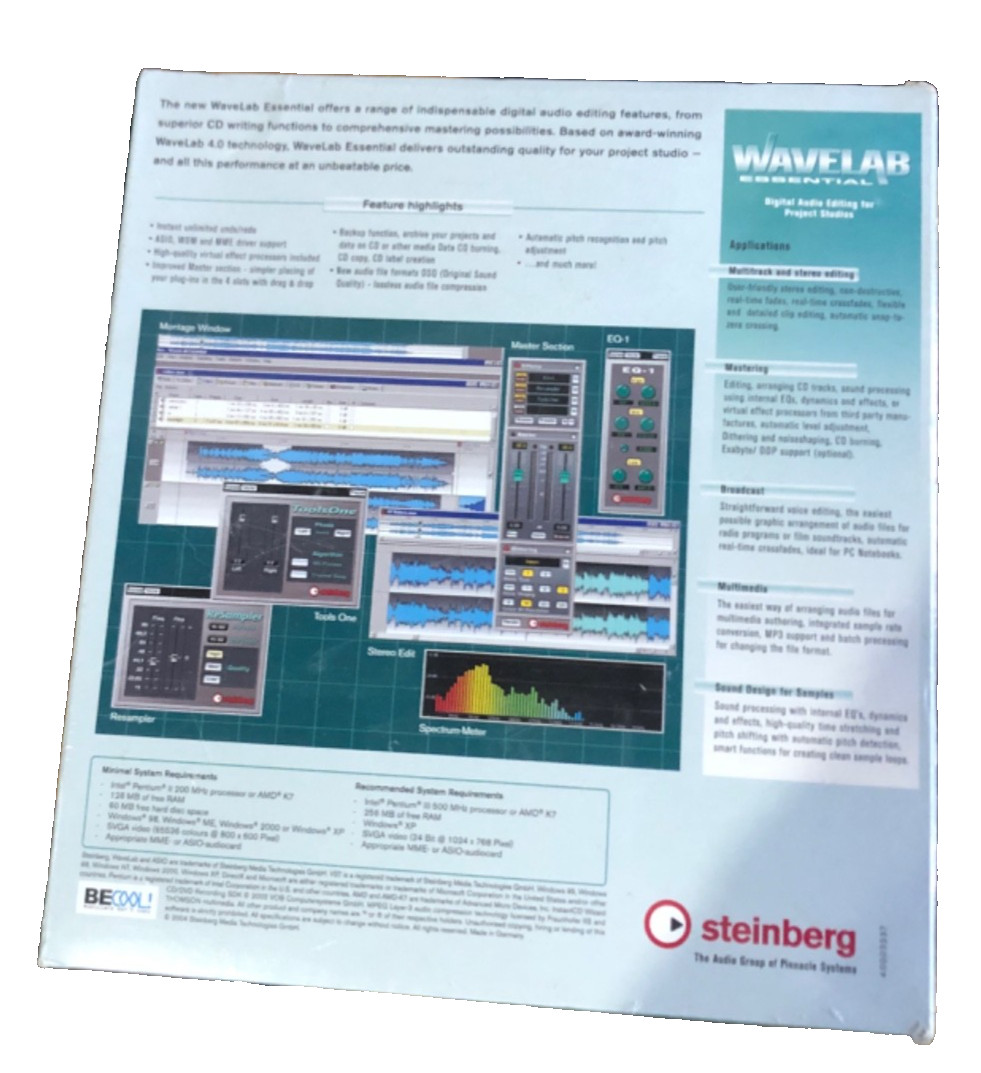 Wavelab Essential by Steinberg Digital Audio Editing New in Box